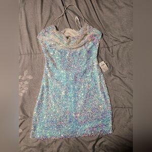 NWT Windsor White Sequin Bodycon Mini Dress